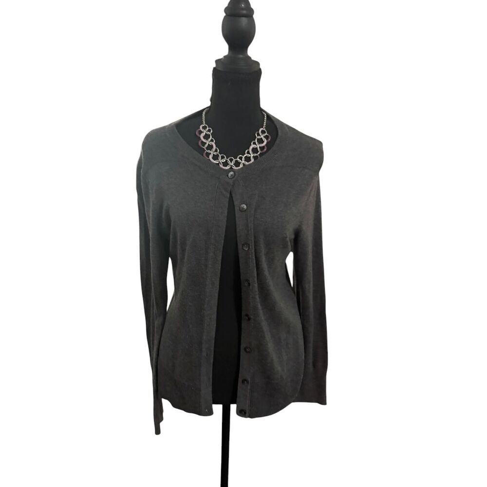 Eddie Bauer Charcoal Gray Button-Front Crewneck Cardigan Sweater - Size Small